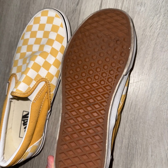 Vans Women’s Shoes - Yellow and White Checkered - Picture 3 of 4